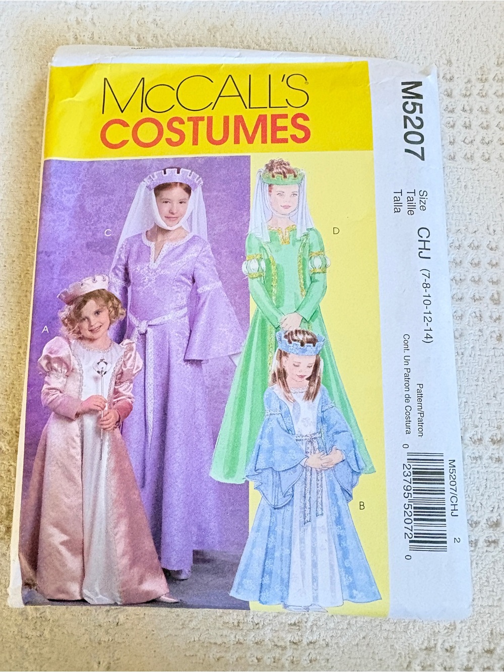 McCall’s Pattern M5207 CHJ for Girl’s Princess Costumes